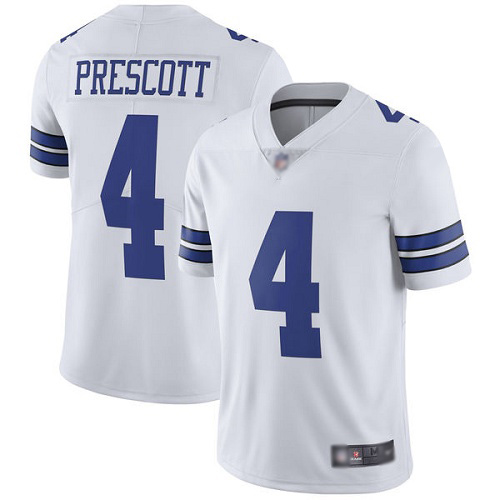 Men Dallas Cowboys Limited White Dak Prescott Road #4 Vapor Untouchable NFL Jersey